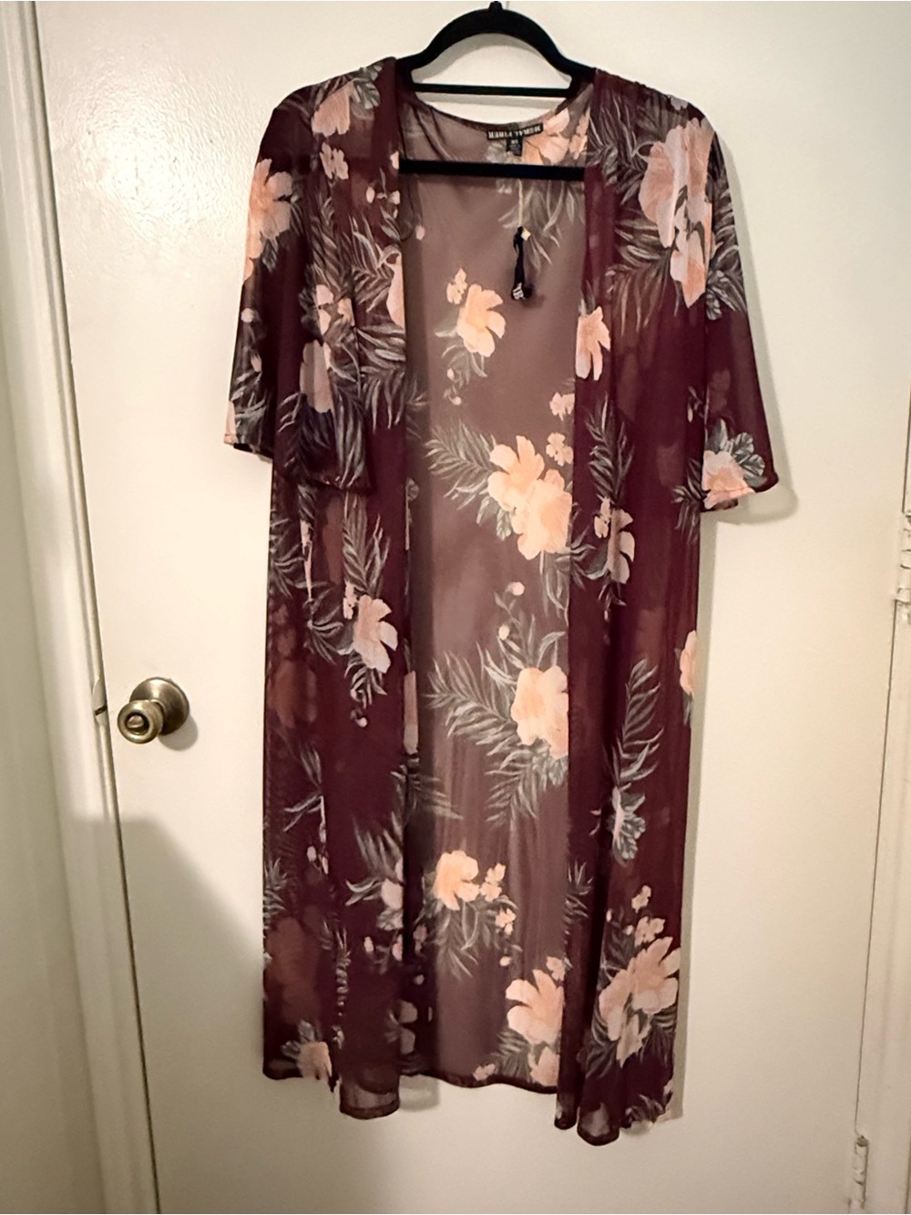 Moral Fiber Burgundy Pink Floral Polyester Short Sleeve Maxi Dress Plus 3X